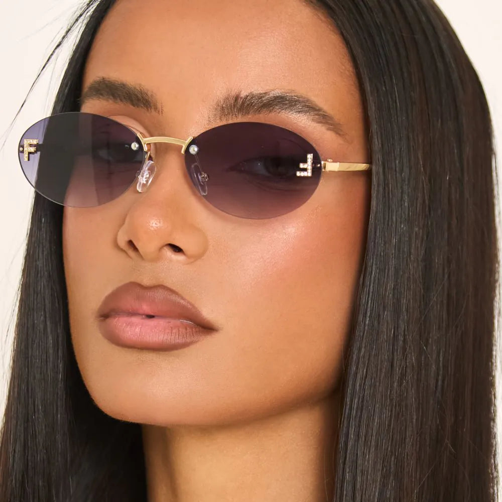 Oval Shape Thin Frame Sunglasses