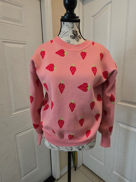 SHEIN Strawberry Print Knit Sweater – Women's Large – Never Worn