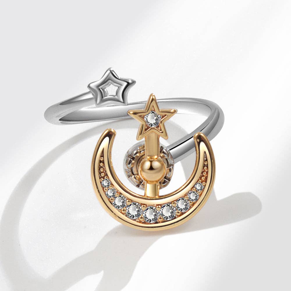 Moon Star Anxiety Fidget Spinner Ring