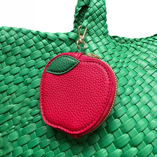 Faux Leather Apple Keychain / Bag Charm / Coin Purse