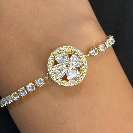 Rotating Spinner Halo Crystal Bracelet – Tennis Style