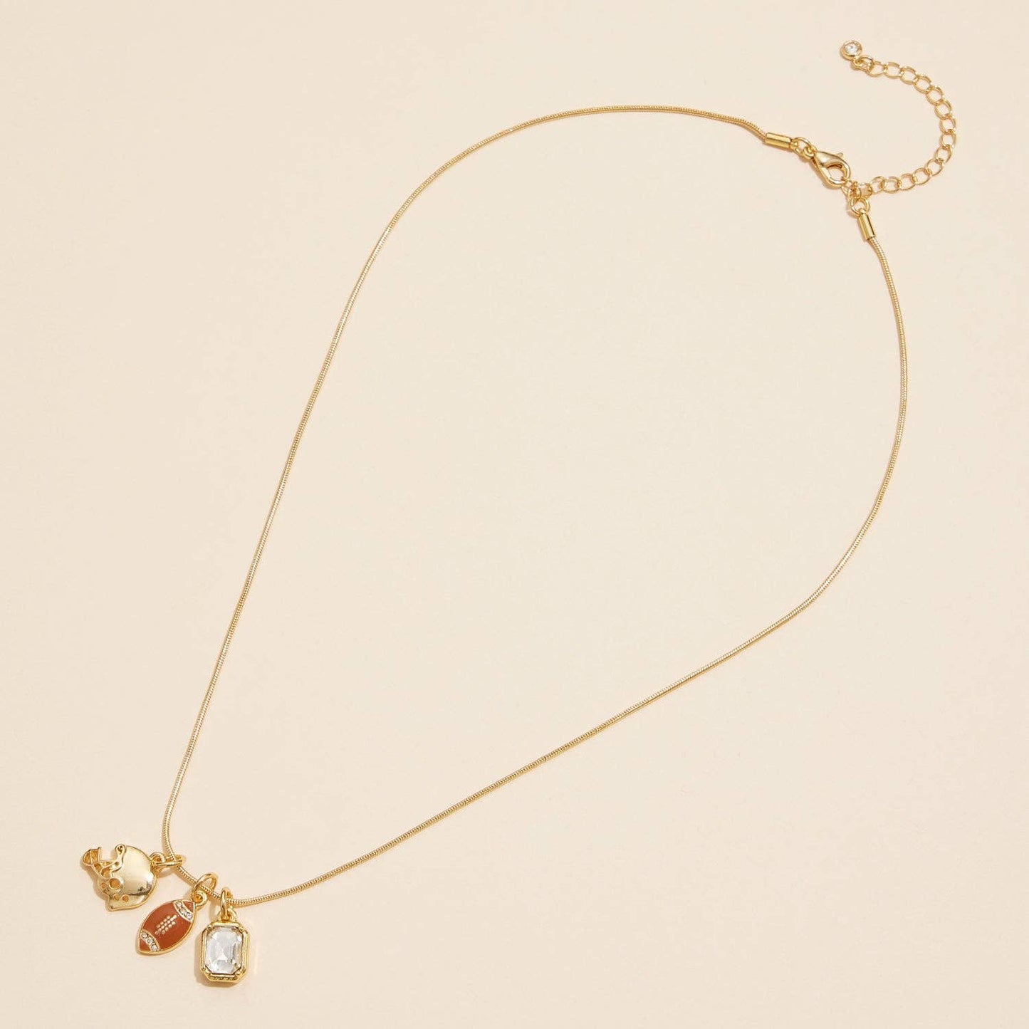American Football and Helmet Charm Necklace | 18K Gold-dipped