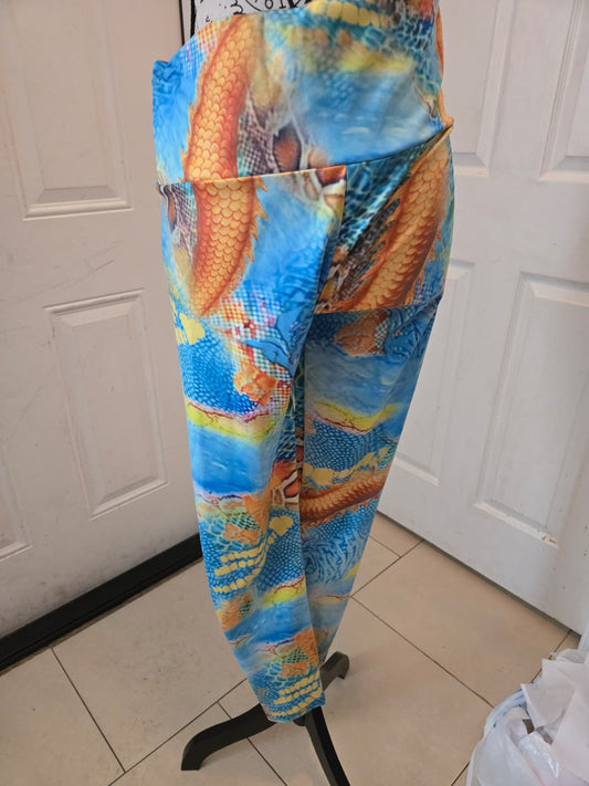 Dragon‑Scale Print Leggings – Fits L/XL