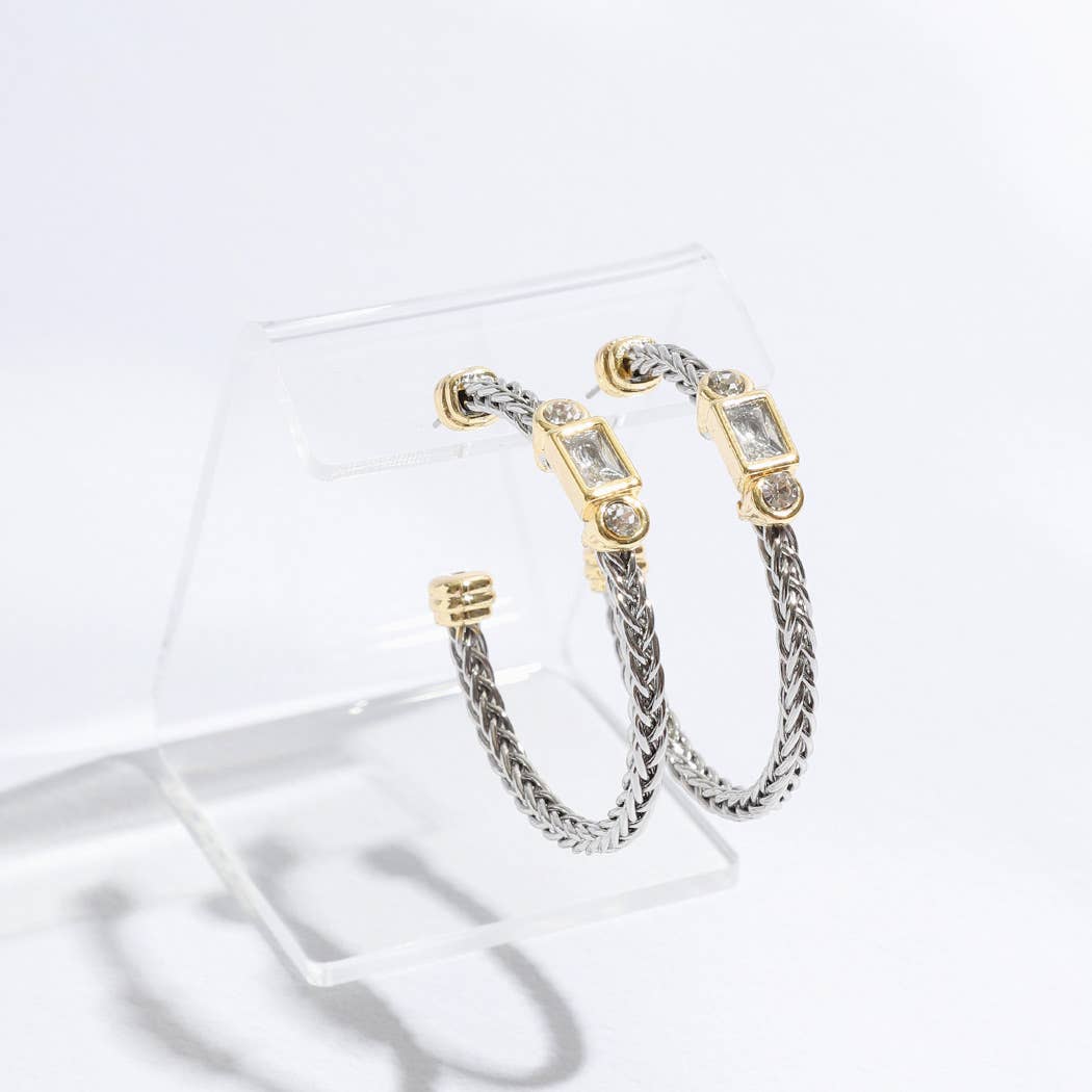 Braided Hoop Geometric Shape Post Earrings
