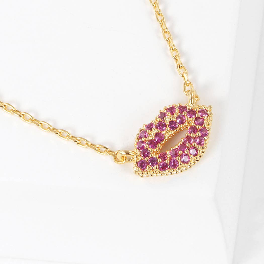 Gold-Dipped Lip Necklace