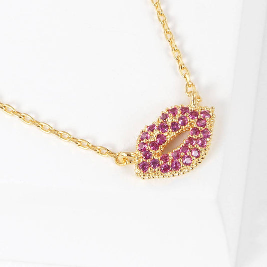 Gold-Dipped Lip Necklace