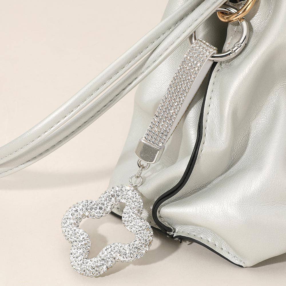 Bling Studded Quatrefoil Keychain / Bag Charm
