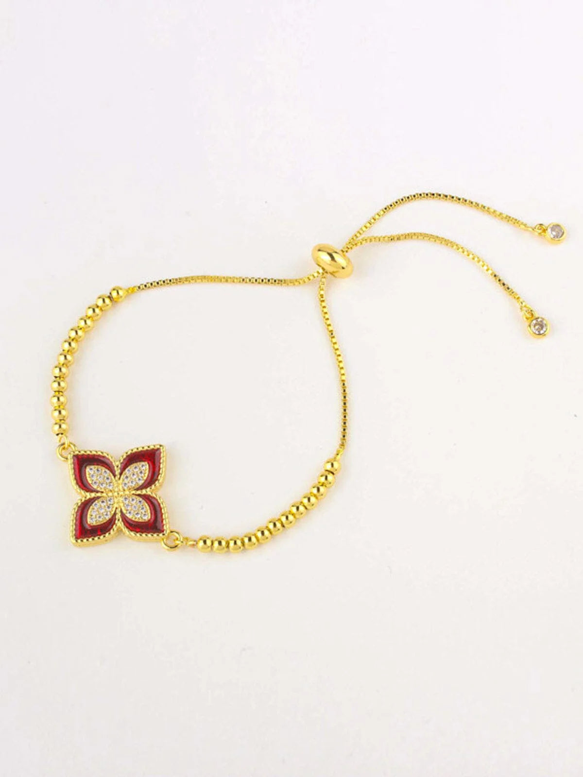 Gold Red Flower Bracelet