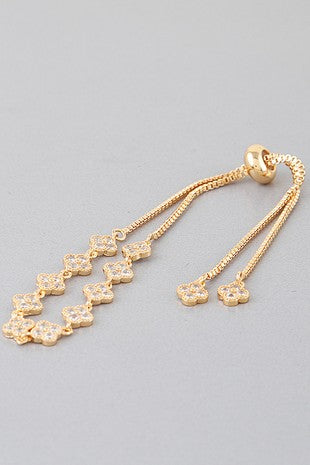 Jeweled Clover Chain Bracelet