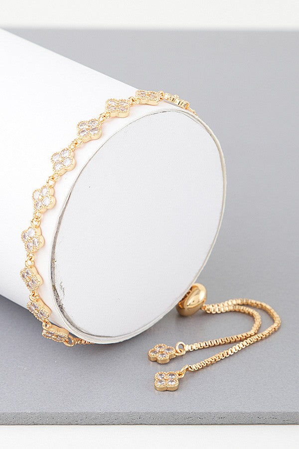 Jeweled Clover Chain Bracelet
