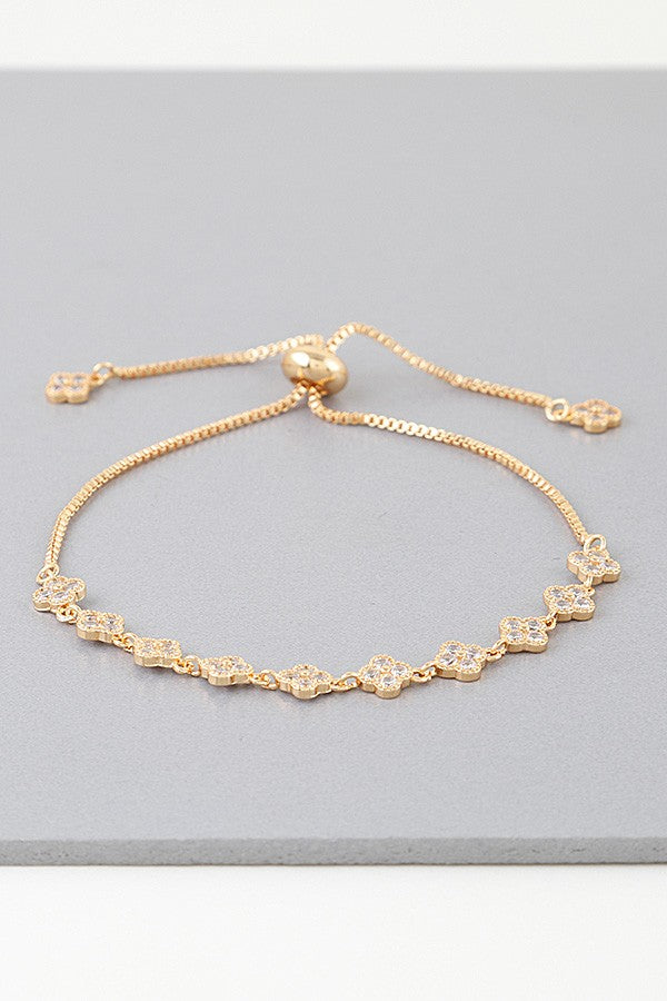 Jeweled Clover Chain Bracelet