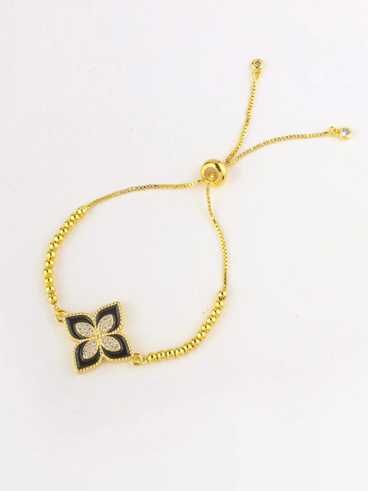 Gold Black Flower Bracelet