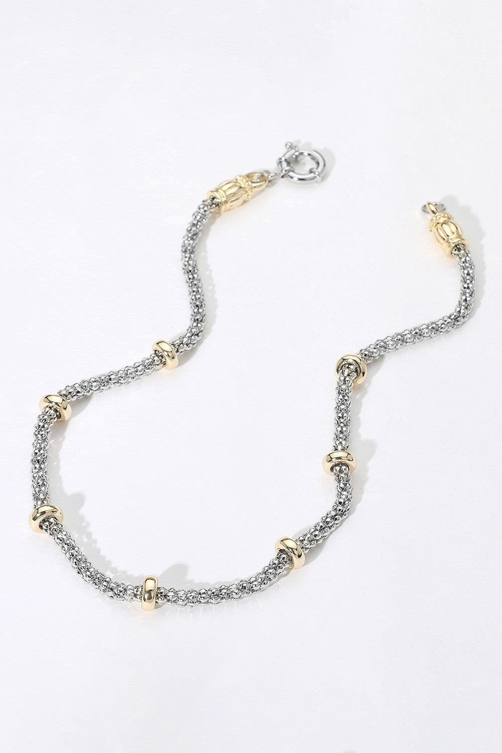 14k Gold Plated Two Tone Mesh Chain Necklace