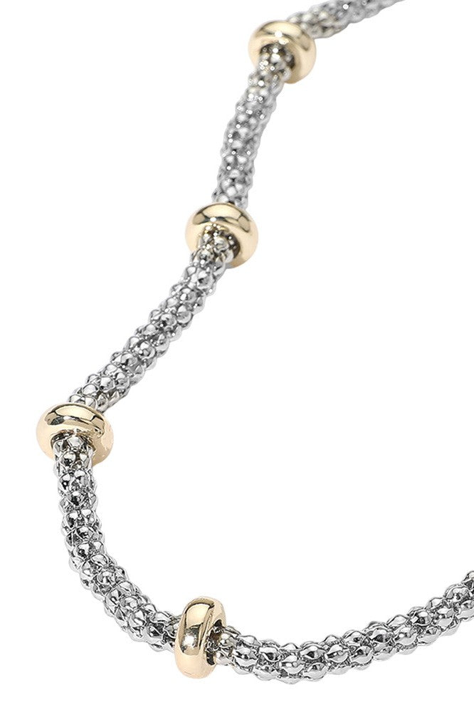 14k Gold Plated Two Tone Mesh Chain Necklace