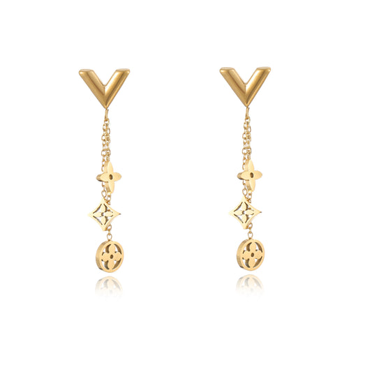 Clover Earrings V Shaped Dangle