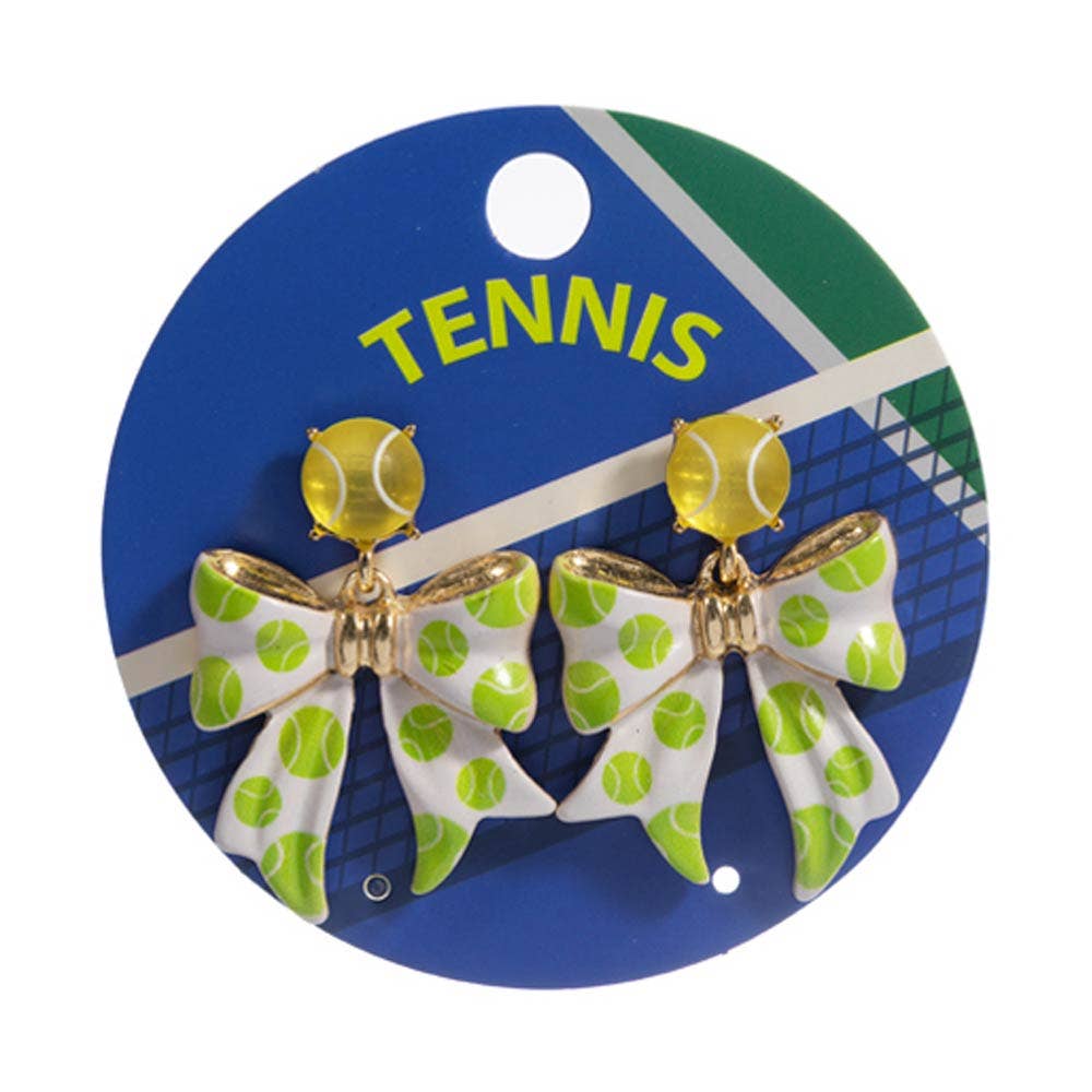 Tennis Ball Bow Drop Dangle Earrings