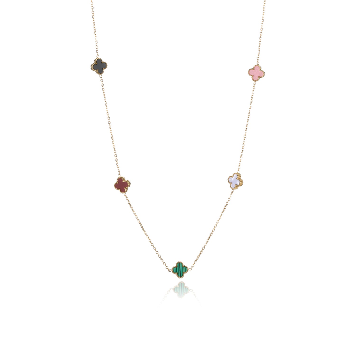 Colorful Clover Motif Necklace