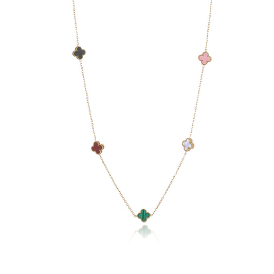 Colorful Clover Motif Necklace