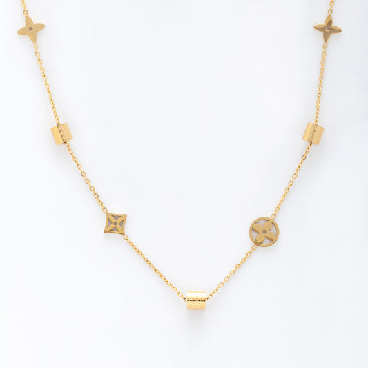 Elegant Four Leafe Clover Gold Charm Necklace