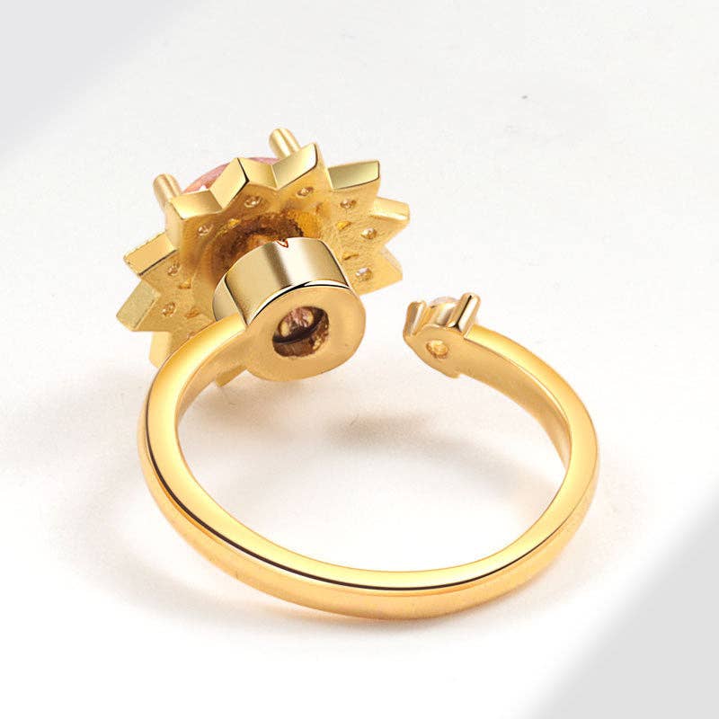 Dainty Sunflower Anxiety Fidget Spinner Ring in Solid Copper
