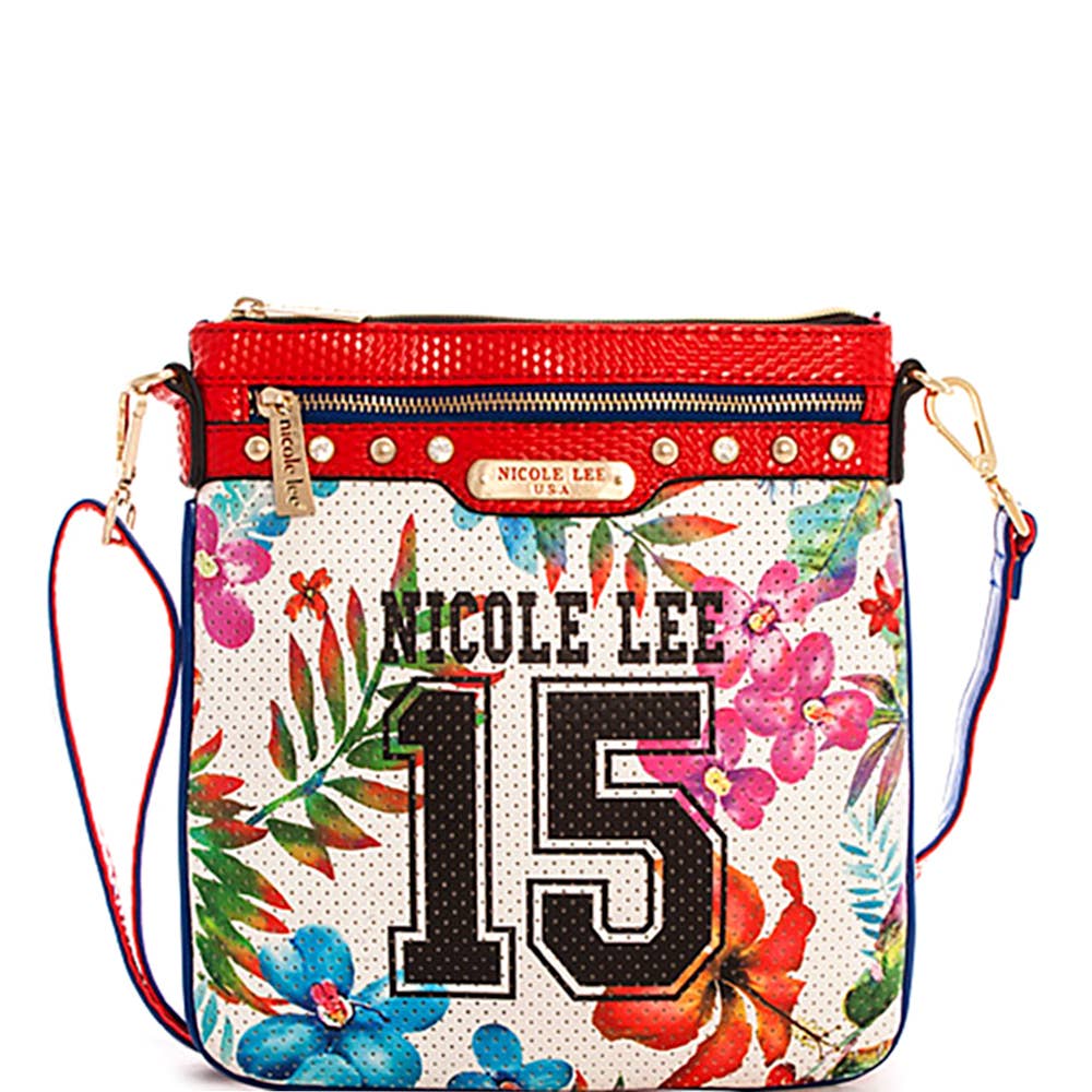 NICOLE LEE TROPICAL PRINT MESH CROSSBODY