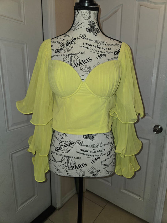 SHEIN Lemon Yellow Crop Top – Size Large – Never Worn