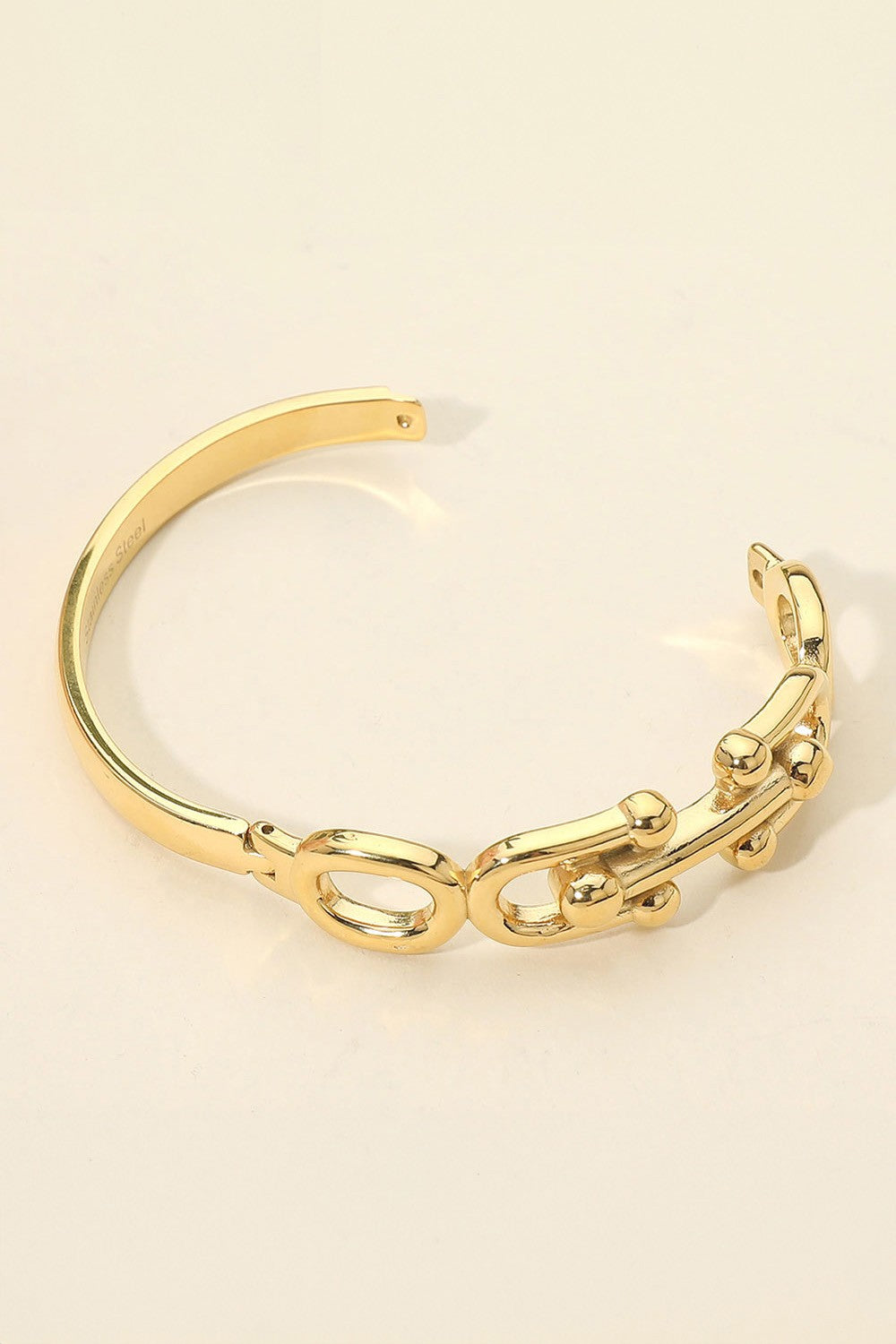 Stainless Steel Bold Link Hinged Bangle Bracelet