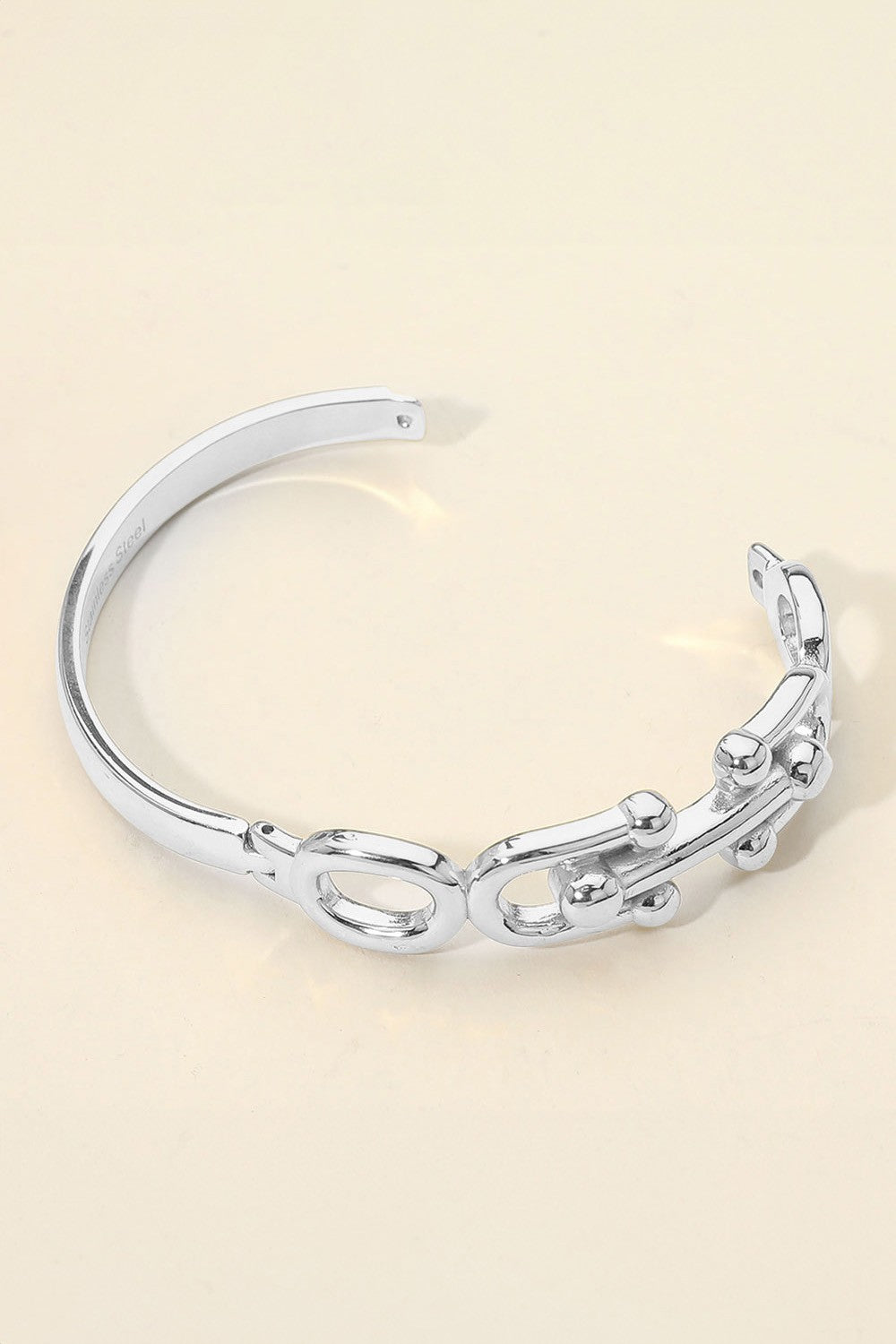 Stainless Steel Bold Link Hinged Bangle Bracelet