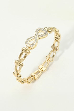 14k Gold Plated Pave Infinity Accent Industrial Bracelet