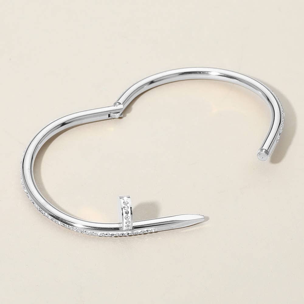 Stone Paved Hinged Bangle Bracelet
