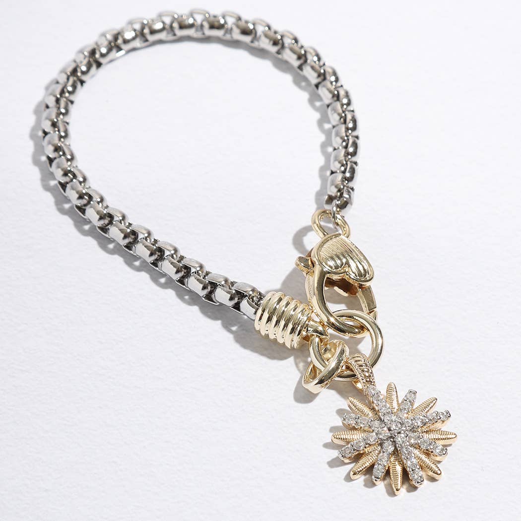 Starburst Two-Toned Chain Design Bracelet