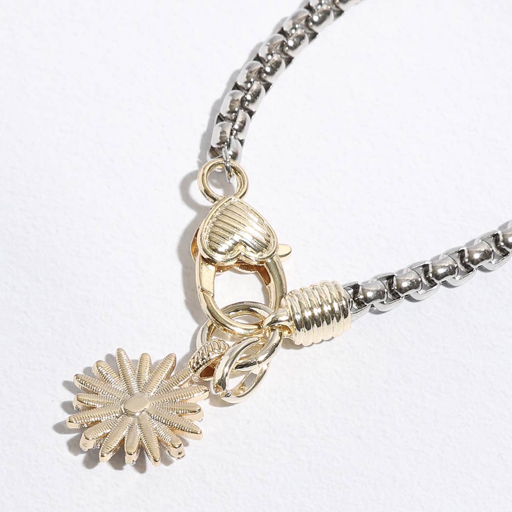Starburst Two-Toned Chain Design Bracelet