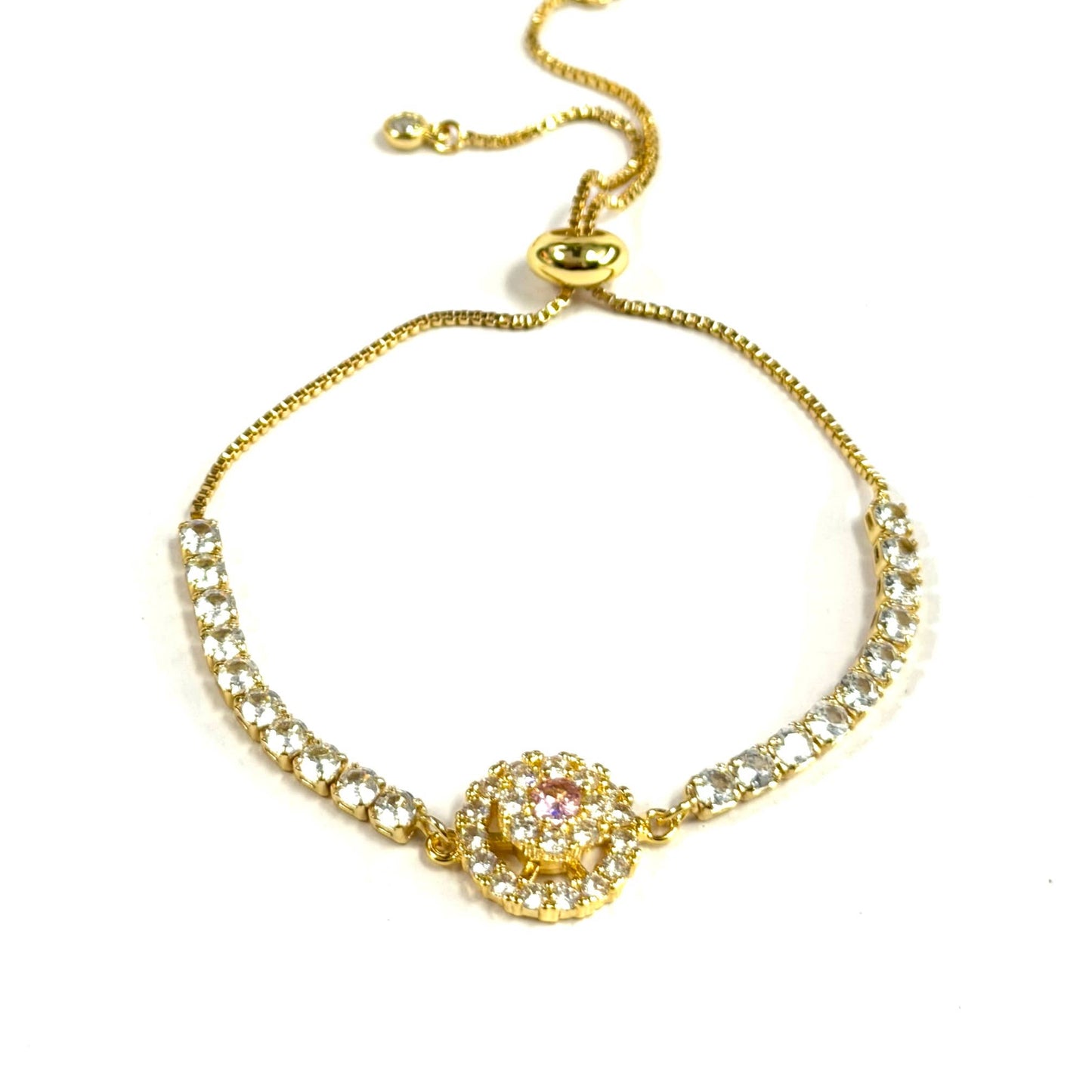 Rotating Spinner Pink Halo Bracelet – Crystal Design