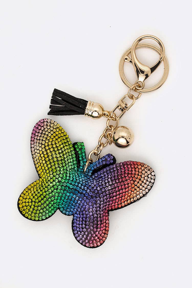 CRYSTAL BUTTERFLY RAINBOW COLOR KEY CHAIN