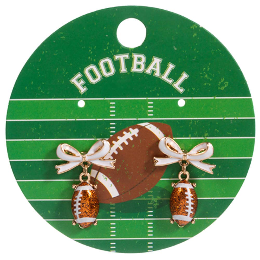 Bow Accent Football Drop Dangle Earrings