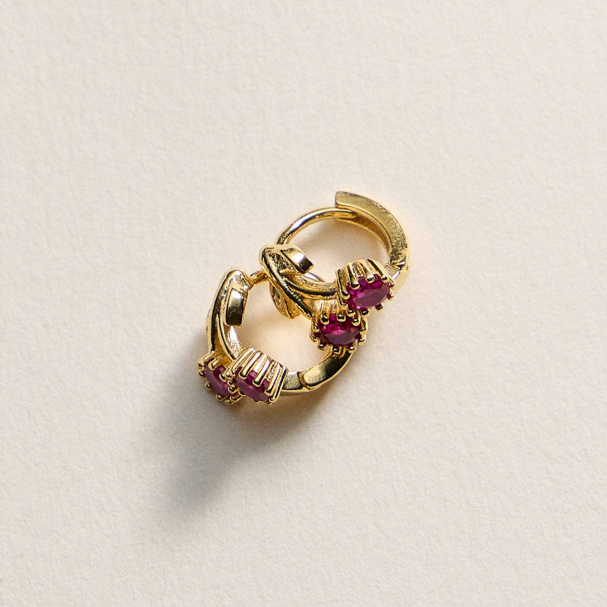 Gold-Dipped Ruby & Emerald Flower Stud Earrings