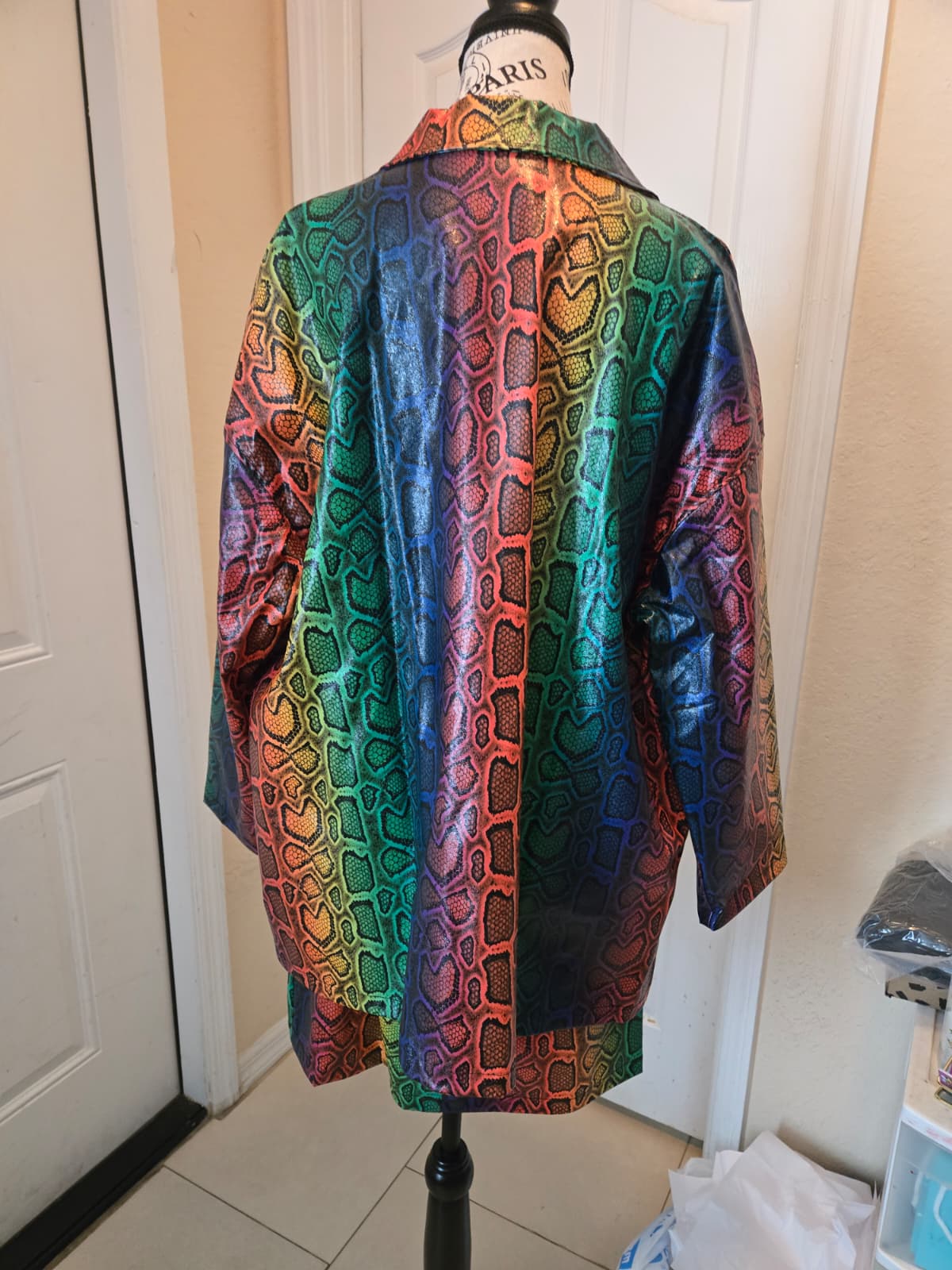 SHEIN Curve Rainbow Snakeskin Pleather‑Style Jacket & Dress Combo – Size 0XL