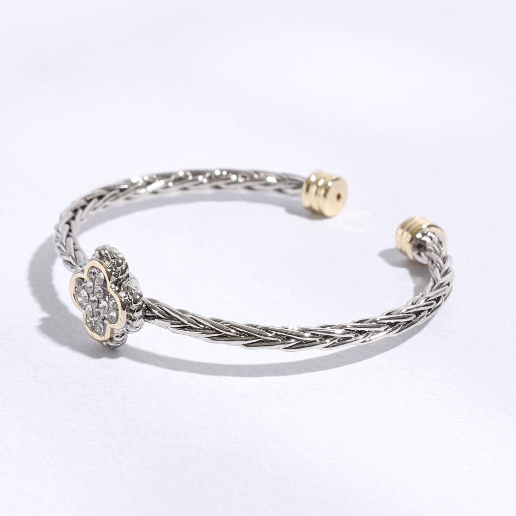 Clover Multi-Toned Twisted Cuff Bracelet