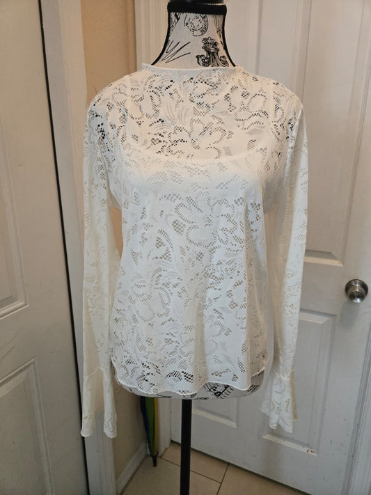 Jessica Simpson Lace Bell Sleeve Top – Size Medium