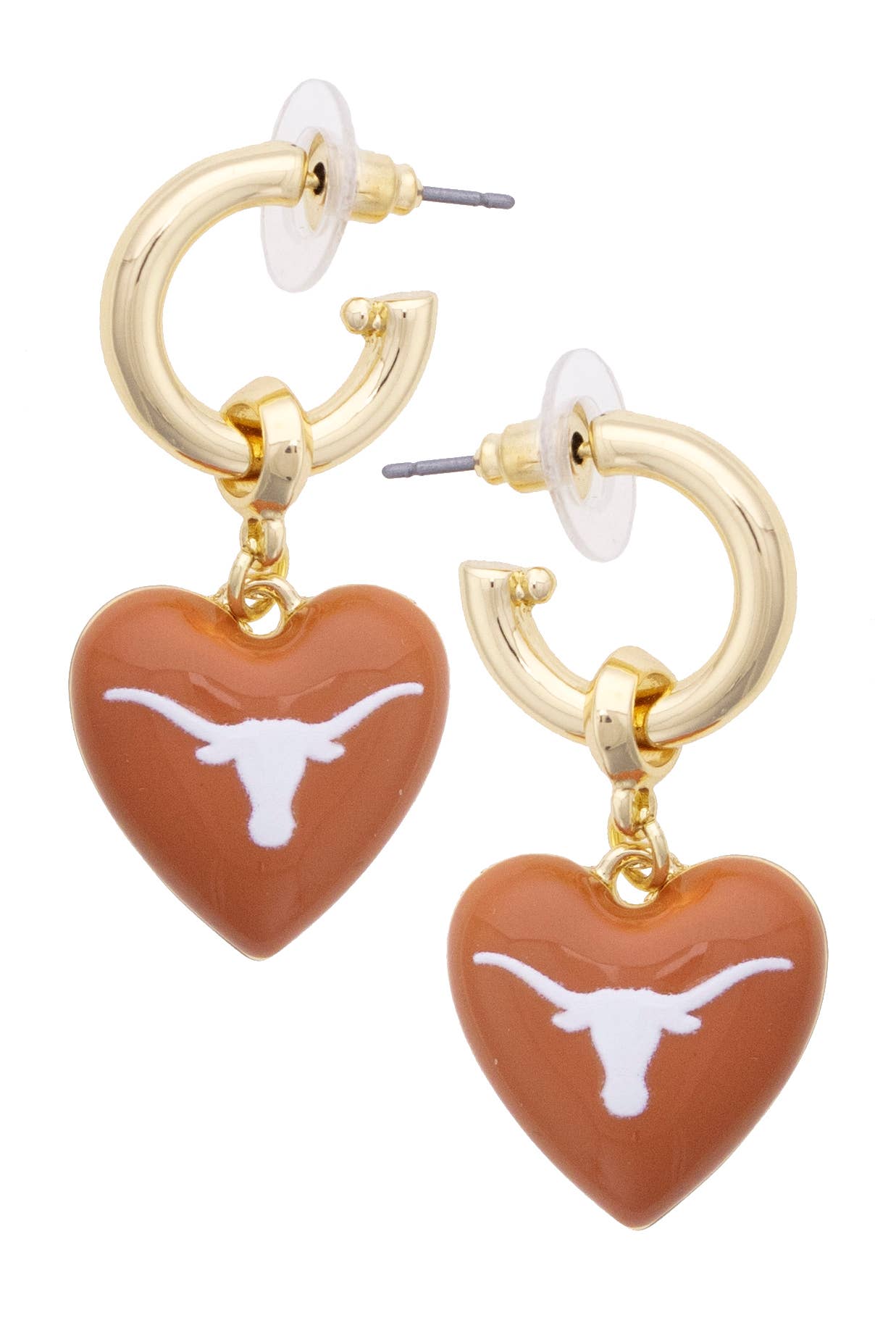 Texas Longhorns Heart Drop Earrings
