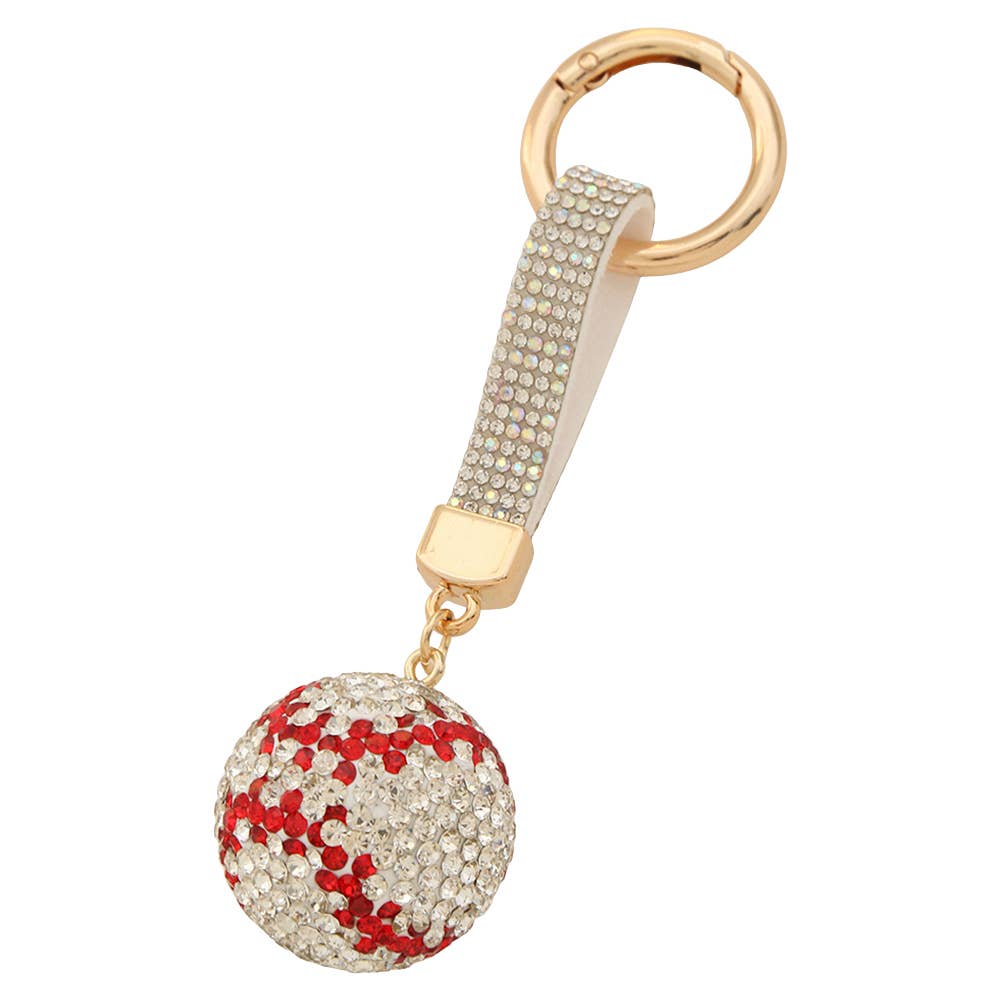 RHINESTONE  BASEBALL KEYCHAIN