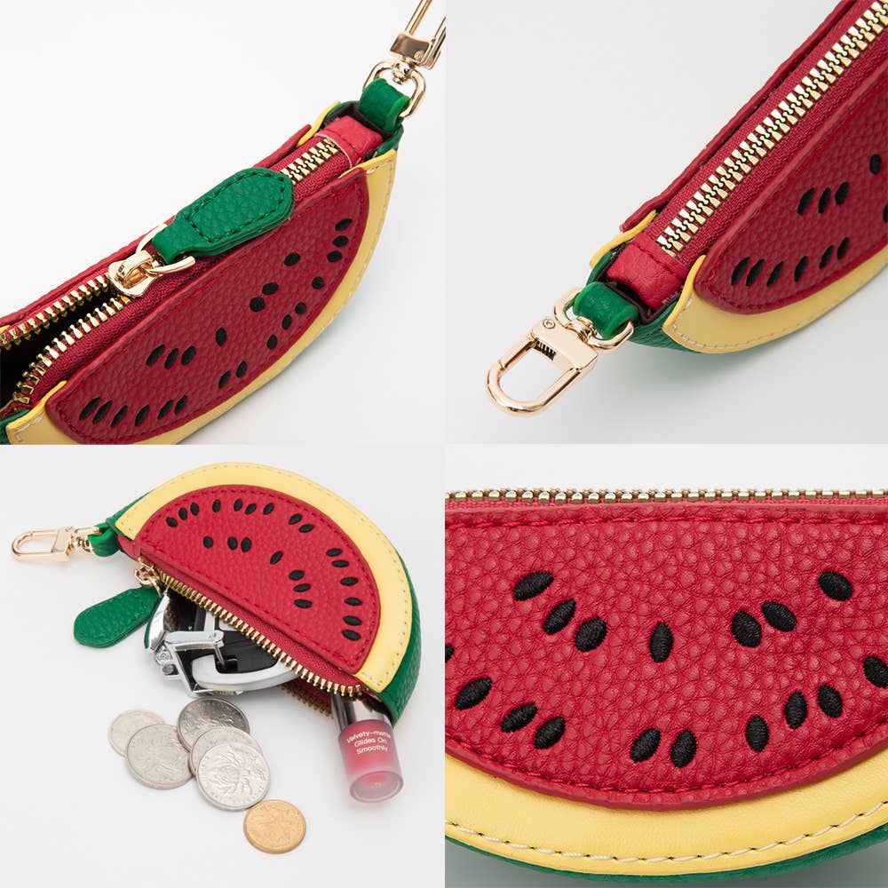 Faux Leather Watermelon Keychain / Bag Charm / Coin Purse