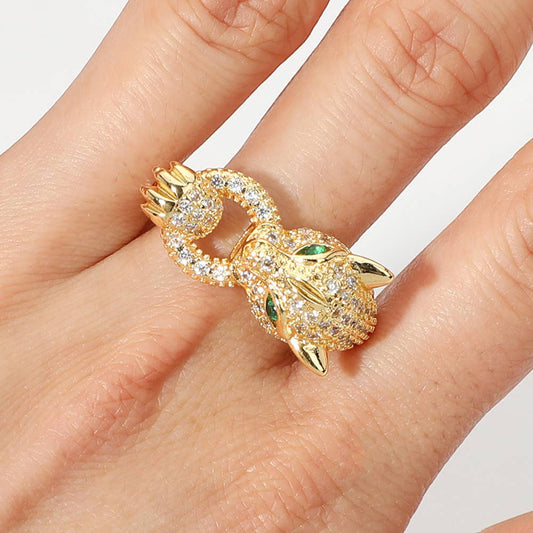 Paved Leopard Adjustable Ring