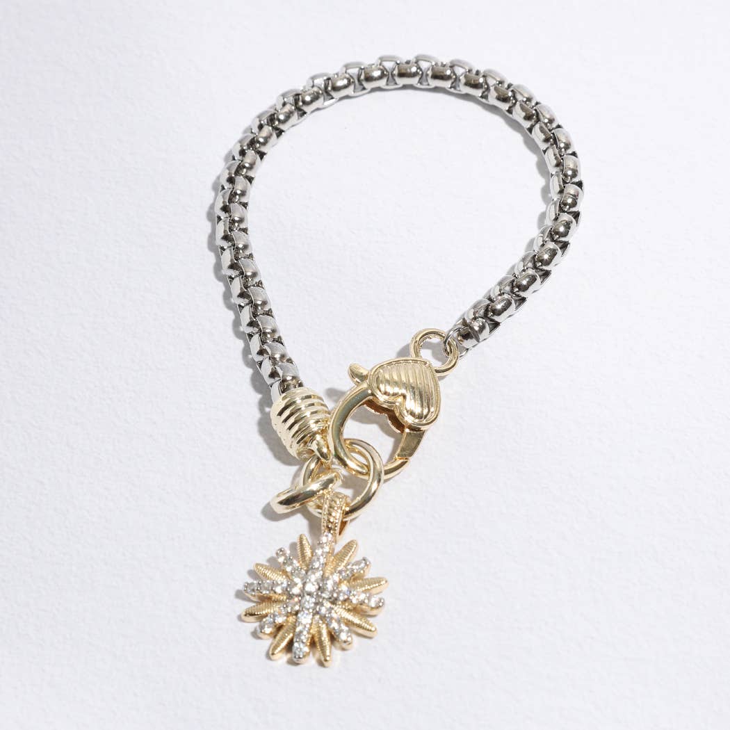 Starburst Two-Toned Chain Design Bracelet