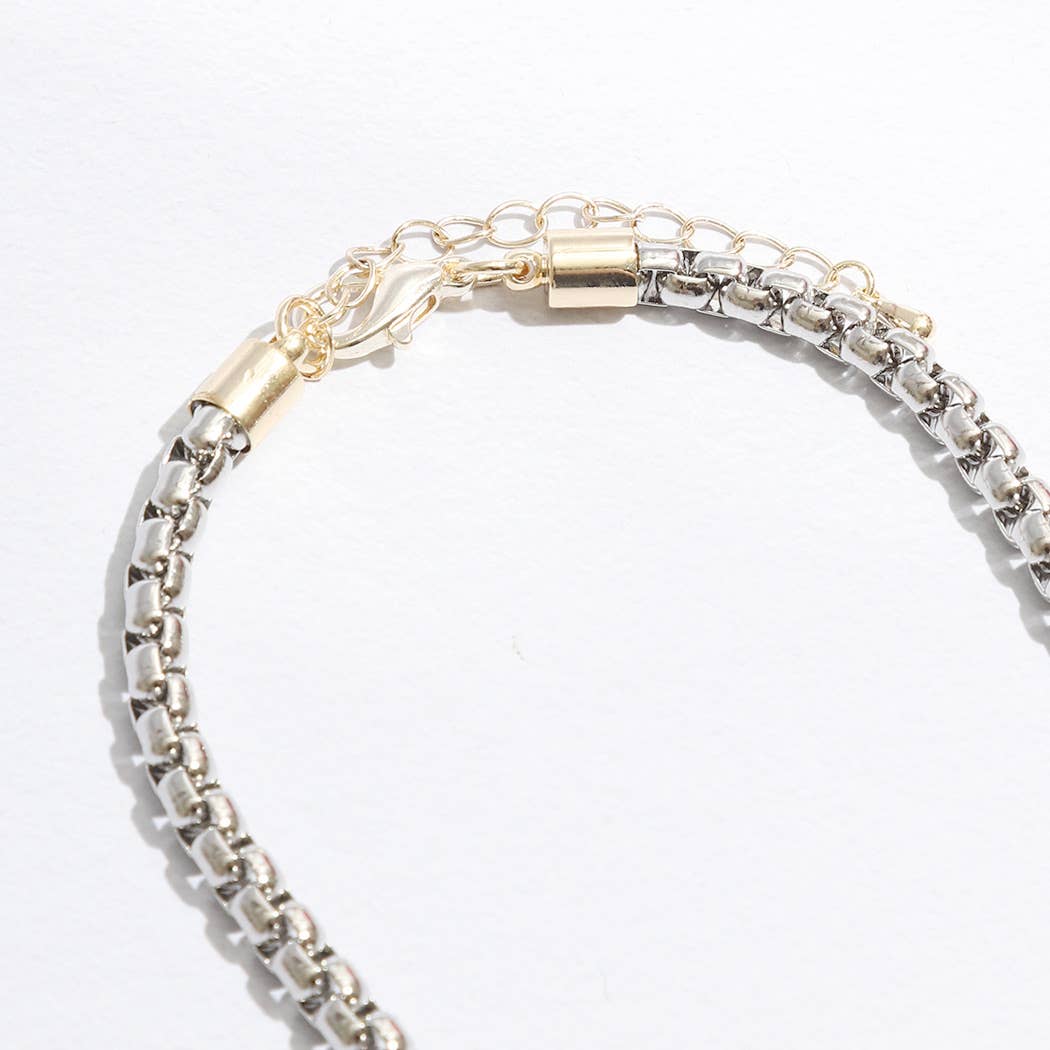 Multicolored Cylinder Charm Chain Necklace