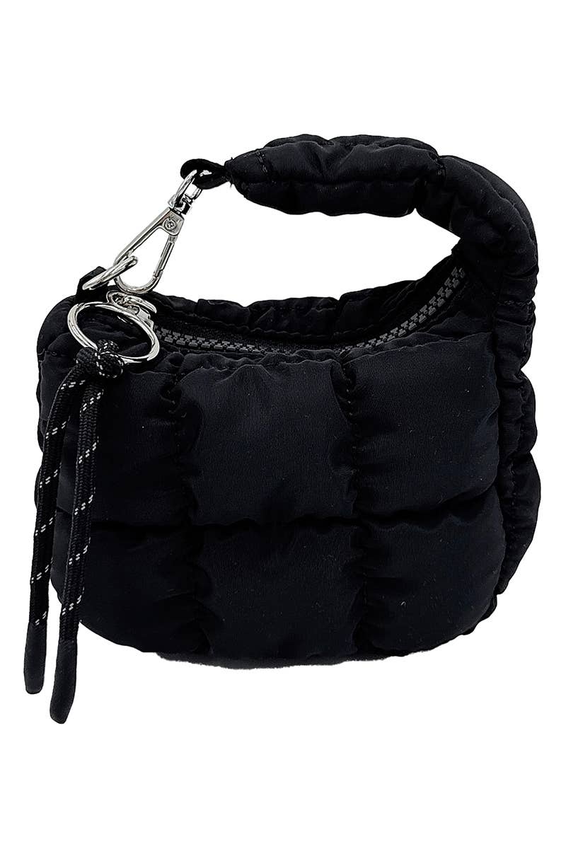 Quilted Mini Pouch Key Chain Bag Charm