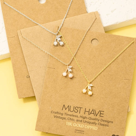 Gold Dipped Opal & Cherry Pendant Necklace