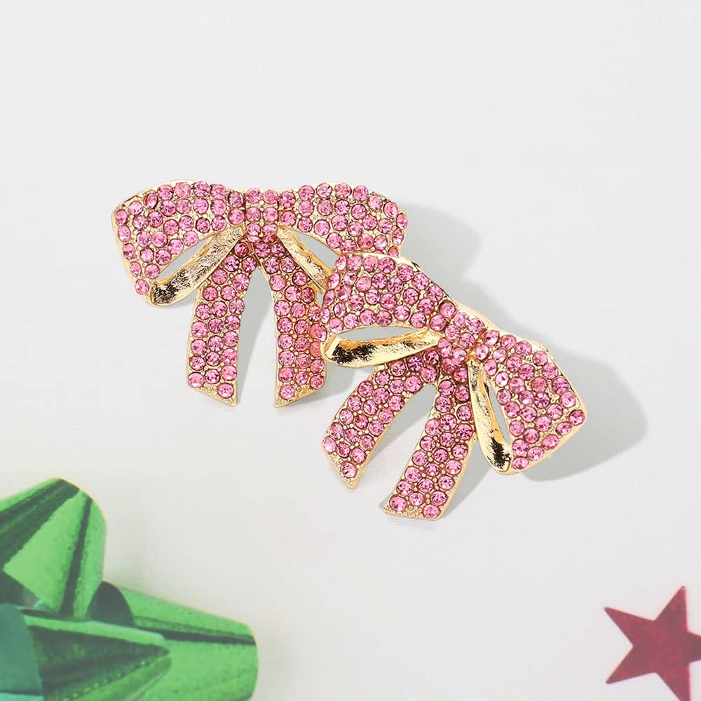 Rhinestone Paved Bow Earrings