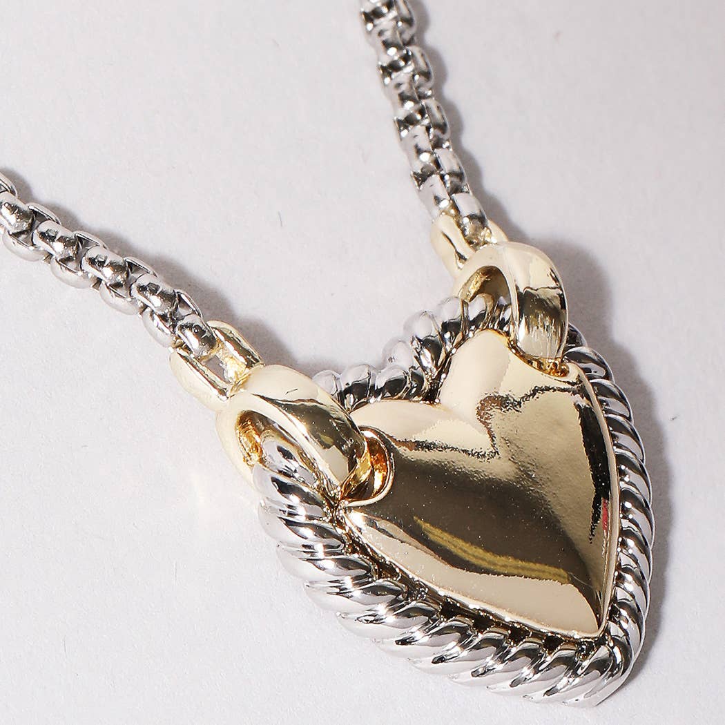 Gold Heart Charm Box Chain Necklace