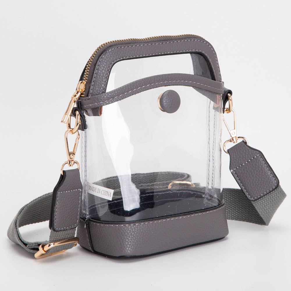 Solid Faux Leather Transparent Crossbody Bag